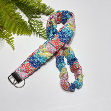 Load image into Gallery viewer, Cotton Scrunchie Lanyard – Handmade Floral Fabric Keychain Set for Teachers
