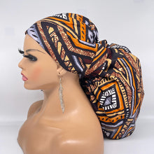 Load image into Gallery viewer, Jumbo Pony Scrub Cap - Brown Cotton Surgical Nursing Hat with Satin Lining