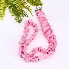 Load image into Gallery viewer, Handmade Satin Scrunchie Lanyard Keychain: Solid and Floral Silk Prints