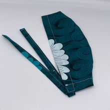 Load image into Gallery viewer, Teal Floral Print Scrub Cap: Unisex Tie-Back Surgical Hat, Satin Lining