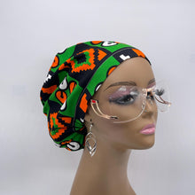 Load image into Gallery viewer, Niceroy Satin Lined SCRUB HAT CAP, Green Orange Black White Europe Euro style nursing caps, healthcare hats protective hair covers, nurse gift.