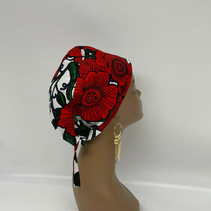 Niceroy Reversible unisex pixie surgical SCRUB HAT CAP, nursing caps, tie back cap, satin lining option African print men scrub cap