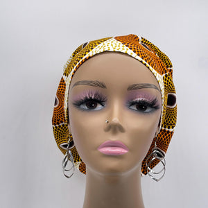 Niceroy Satin Lined Surgical SCRUB CAP tan brown ivory Ankara Europe style nursing caps African print fabric and .