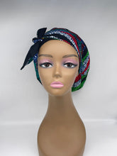 Load image into Gallery viewer, Ponytail PONY SCRUB HAT Cap, surgical scrub hat Ankara pony style nursing caps made with cotton fabric and satin lining option Long Hair