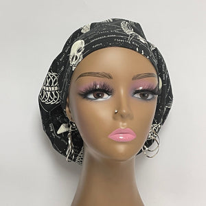 Niceroy Satin Lined surgical SCRUB HAT Cap, Europe style black white glow in the dark cotton fabric hat and .