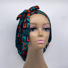 Load image into Gallery viewer, Ponytail hat PONY SCRUB CAP, black teal green orange surgical scrub hat nursing caps and satin lining option for locs, braid, long hair