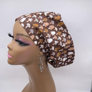 Niceroy Satin Lined Surgical SCRUB CAP brown mushroom cotton fabric Europe style nursing caps and .