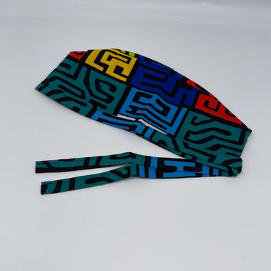 Multicolored unisex pixie Men surgical SCRUB HAT CAP, nursing caps, tie back cap, satin lining option African print men scrub cap