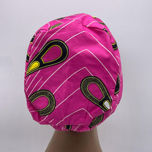 Load image into Gallery viewer, Niceroy Satin Lined Surgical SCRUB CAP  pink Yellow Ankara Europe style nursing caps cotton African print fabric and .