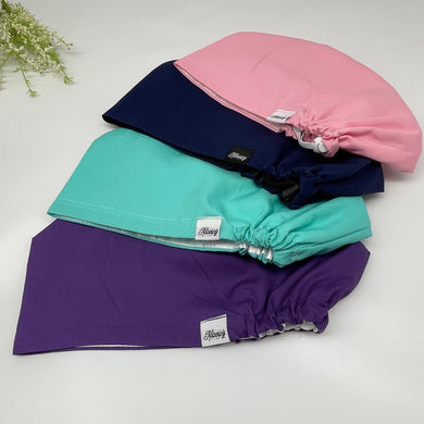 Niceroy Satin LinedAdjustable surgical OR SCRUB CAP, solid colors Europe style nursing caps baby pink, teal navy blue purple and .