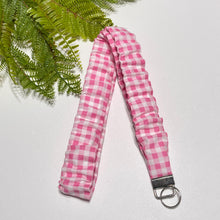 Load image into Gallery viewer, Handmade Cotton Scrunchie Lanyard Keychain Set: Floral Teacher ID Badge Holder