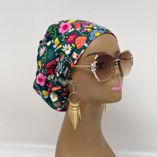 Load image into Gallery viewer, Niceroy Satin LinedSurgical SCRUB HAT CAP,  Europe style mushroom daisy flowers cotton print fabric Euro hat multicolored floral .