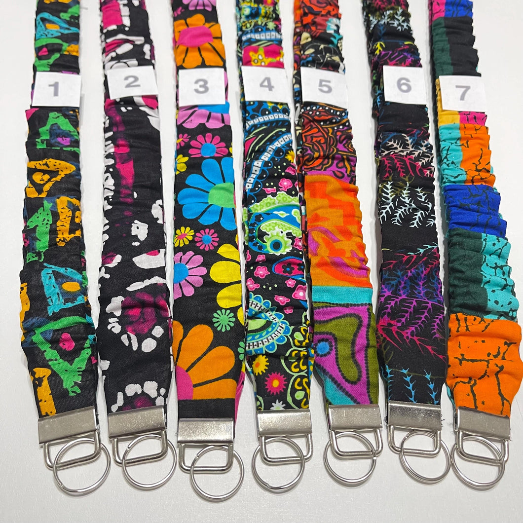 Handmade Cotton Scrunchie Lanyard Keychain Set: Floral Teacher ID Badge Holder