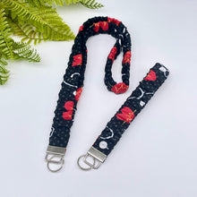 Load image into Gallery viewer, Handmade Cotton Scrunchie Lanyard Keychain Set: Floral Abstract Checkered Prints