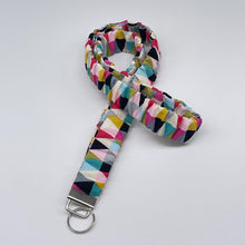 Load image into Gallery viewer, Handmade Cotton Scrunchie Lanyard Keychain and Keychain : Floral Teacher ID Badge Holder