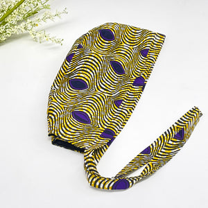 Niceroy satin lined  MEN unisex pixie surgical SCRUB HAT Cap, nursing caps, tie back cap,  African print men scrub cap