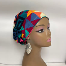 Load image into Gallery viewer, Niceroy Satin Lined Surgical SCRUB CAP Geometric Ankara Europe style nursing caps African print fabric and .