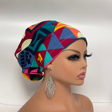 Load image into Gallery viewer, Niceroy Satin Lined Surgical SCRUB CAP Geometric Ankara Europe style nursing caps African print fabric and .