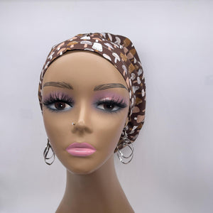 Niceroy Satin Lined Surgical SCRUB CAP brown mushroom cotton fabric Europe style nursing caps and .
