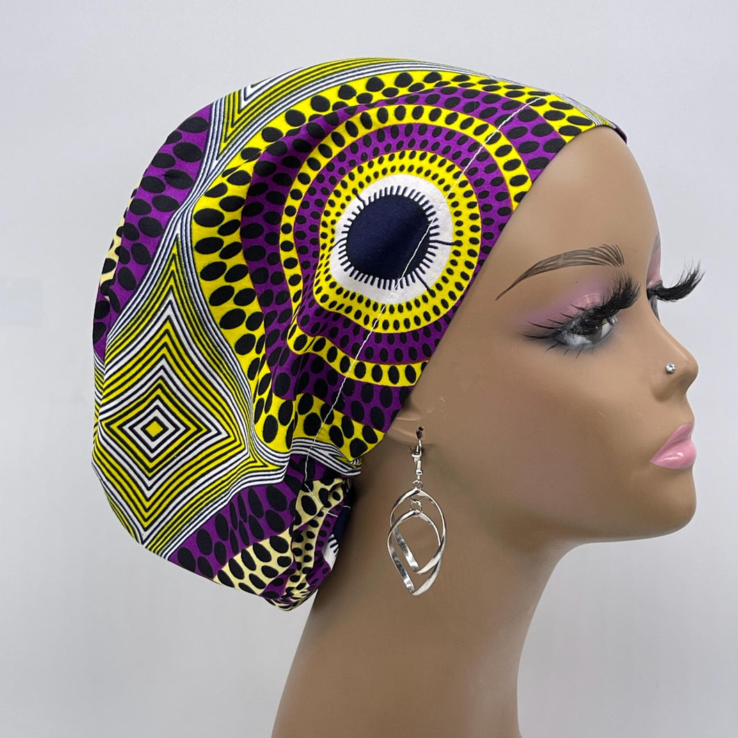 Niceroy Satin Lined Surgical SCRUB CAP purple Yellow Ankara Europe style nursing caps African print fabric and .