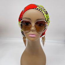 Load image into Gallery viewer, Niceroy surgical SCRUB HAT Cap, colorful Ankara Europe style green, Reddish orange African print fabric and satin lining option.