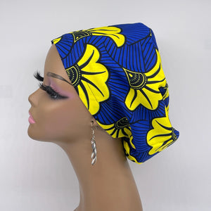 Niceroy SCRUB HAT CAP, Royal blue and yellow sorority Europe Euro style nursing caps, healthcare hats protective hair covers, nurse gift.