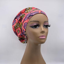 Load image into Gallery viewer, Niceroy SCRUB HAT CAP, peach purple Europe Euro style nursing caps, healthcare hats protective hair covers, nurse gift.