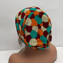 Load image into Gallery viewer, Niceroy Satin Lined Surgical SCRUB CAP Teal Cream maroon Orange Ankara Europe style nursing caps African print fabric and .