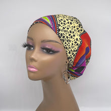 Load image into Gallery viewer, Niceroy Satin Lined Surgical SCRUB CAP orange black cream purple Ankara Europe style nursing caps African print fabric and .