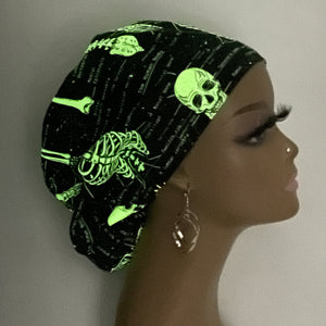 Niceroy Satin Lined surgical SCRUB HAT Cap, Europe style black white glow in the dark cotton fabric hat and .