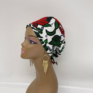 Niceroy Reversible unisex pixie surgical SCRUB HAT CAP, nursing caps, tie back cap, satin lining option African print men scrub cap