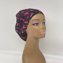 Load image into Gallery viewer, Niceroy BREAST CANCER AWARENESS Europe Style surgical scrub hat, nursing caps Black pink ribbon Hat Cap satin lining option