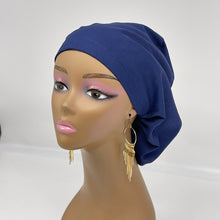 Load image into Gallery viewer, Niceroy Satin Lined NAVY BLUE SCRUB Hat, Europe style surgical scrub hat nursing caps  scrub cap scrub with hat satin lining