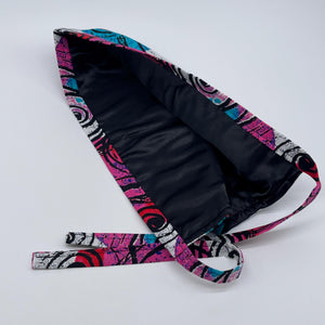 Abstract Print Scrub Cap: Tie Back Surgical Hat with Satin Lining