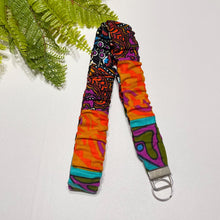 Load image into Gallery viewer, Handmade Cotton Scrunchie Lanyard Keychain Set: Floral Abstract Checkered Prints