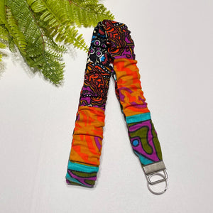 Handmade Cotton Scrunchie Lanyard Keychain Set: Floral Abstract Checkered Prints