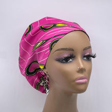 Load image into Gallery viewer, Niceroy Satin Lined Surgical SCRUB CAP  pink Yellow Ankara Europe style nursing caps cotton African print fabric and .