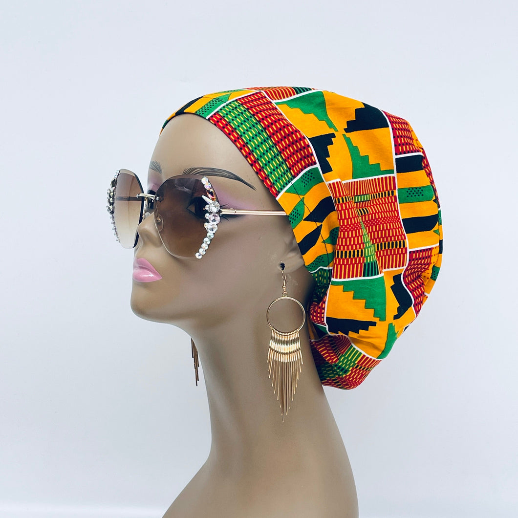 Niceroy Satin LinedKente surgical SCRUB HAT Red Green Yellow Black Europe Euro style nursing cap with