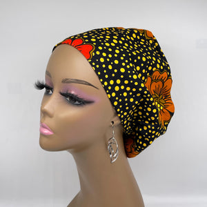 Niceroy Satin Lined Surgical SCRUB CAP dark orange black red yellow Ankara Europe style nursing caps African print fabric and .