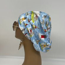 Load image into Gallery viewer, Niceroy Satin LinedAdjustable surgical OR SCRUB CAP, ship boat baby blue Europe style  nursing caps  and