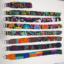 Load image into Gallery viewer, Handmade Cotton Scrunchie Lanyard Keychain Set: Floral Abstract Checkered Prints