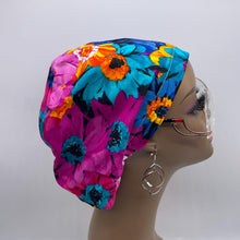 Load image into Gallery viewer, Niceroy SCRUB HAT CAP, pink blue Multicolor Floral Euro style nursing caps, healthcare hats protective hair covers, nurse gift