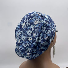 Load image into Gallery viewer, Niceroy Satin Lined Surgical SCRUB CAP navy ceil light blue floral Europe style nursing caps fabric and