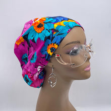 Load image into Gallery viewer, Niceroy SCRUB HAT CAP, pink blue Multicolor Floral Euro style nursing caps, healthcare hats protective hair covers, nurse gift