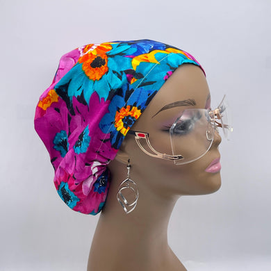 Niceroy SCRUB HAT CAP, pink blue Multicolor Floral Euro style nursing caps, healthcare hats protective hair covers, nurse gift