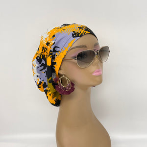 Niceroy Satin Lined surgical SCRUB HAT CAP,  Ankara Europe style nursing caps black green pink African print fabric and .