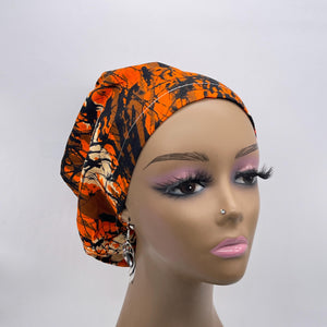 Niceroy surgical SCRUB HAT CAP, Orange Black Fall Europe Euro style nursing caps, healthcare hats protective hair covers, nurse gift.