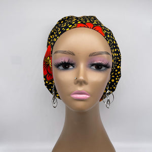 Niceroy Satin Lined Surgical SCRUB CAP dark orange black red yellow Ankara Europe style nursing caps African print fabric and .