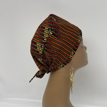 Load image into Gallery viewer, Niceroy Reversible unisex pixie surgical SCRUB HAT CAP, nursing caps, tie back cap, satin lining option African print men scrub cap