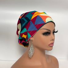 Load image into Gallery viewer, Niceroy Satin Lined Surgical SCRUB CAP Geometric Ankara Europe style nursing caps African print fabric and .